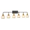 48" Modern 6-Light Vanity Wall Sconce - Black and Gold Bathroom Light Fixture with Clear Glass Shades, Industrial Wall Mounted Lamp for Mirror, Vanity