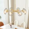 36" Modern Gold 8-Light Sputnik Chandelier with Clear Glass Shades, Mid-Century Hanging Pendant Light Fixture for Dining Room, Living Room