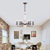 Retro white and Rust Color Chandelier With Light Fixture 6 Light (E12 NO include Bulb) Pendant Light Fixtures for Dining Room, Lobby, Kitchen, Bedroom