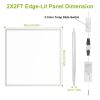 2Pcs 72W 2×2FT LED Panel Light 3800LM Flat Ceiling Light with 3 Lighting Color Temperature Equivalent LED Troffer Recessed Edge-Lit Switchable CCT 110
