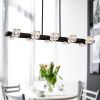 Rectangle Chandelier for Dining Room, 10-Light Black Farmhouse Linear Pendant Light Fixture, Modern Crystal Hanging Lighting Chandelier for Lobby