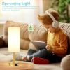 Gold Touch Lamp for Bedroom- 3 Way Dimmable Bedside Lamp USB C A Charging Ports and AC Outlet, Small Table Lamp White Linen Lampshade for Gift
