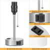 White Bedside Lamp for Bedroom - 3 Color Temperatures Desk Lamp with USB C and A Ports, Pull Chain Table Lamp with AC Outlet