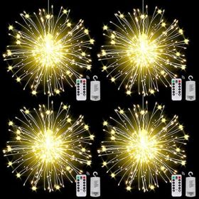 4 Packs; Fairy String Lights Christmas Lights; 90LED 8 Modes Dimmable String Fairy Lights With Remote Control; Waterproof Copper Wire Decorative Hangi (Color: Warm LED)