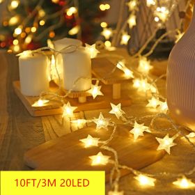 1pc Star String Lights; 3m/10ft; 6m/20ft; EFFE LED Fairy Twinkle Lantern Lights With 20 Stars 2 Flashing Modes; Battery Powered Indoor & Outdoor Decor (Color: Warm White, Items: 3M 20LED)