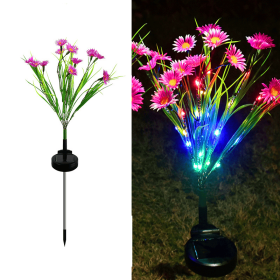 Solar Garden Lights LED Flower Stake Lamp Outdoor Yard Waterproof Patio Decor (Package: 2 Pack, Color: Pink)