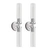 Wall Sconces Set of Two, Hardwired Brushed Nickel Bathroom Sconces Wall Lighting with Clear Glass