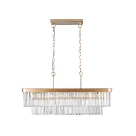 Chandeliers,Rectangular Crystal Chandelier Adjustable,E12 Modern Industrial Crystal Lights (Main Material: Iron, Main Color: Gold)