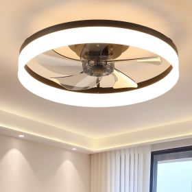 20'' Ceiling Fan with Light, Upgraded Low Profile Fan, Flush Mount Ceiling Fan, 6 Speeds, Dimmable LED, App & Remote Control, Quiet DC Motor (Main Material: Iron, Main Color: Black)