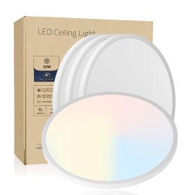 16inch Flush Mount Ceiling Light, 32W 3520LM 5CCT Selectable, Dimmable LED Ceiling Light Fixture for Kitchen Bedroom Living Room (Main Material: Iron, Main Color: White)