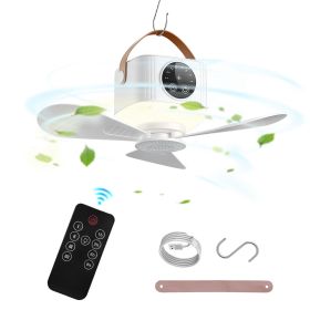 Tent Ceiling Fan with Light 7200mah Rechargeable Battery Operated Hanging Canopy Fan with Remote Control 4 Wind Speeds 3 Brightness (size: Standard)