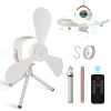 Tent Ceiling Fan with Light 7200mah Rechargeable Battery Operated Hanging Canopy Fan with Remote Control 4 Wind Speeds 3 Brightness