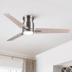 52 in. Integrated LED Farmhouse Indoor/Outdoor Nickel Smart Ceiling Fan with Remote Control (Color: Nickel, Material: Metal+Plywood)