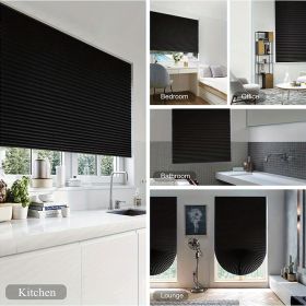 Portable blind full-shading curtain self-adhesive pleated blind non-perforated adhesive roller blinds. (Color: Gray, size: 180cm)