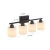 Black Bathroom Light Fixtures, 4-Light Modern Vanity Light Over Mirror, Wall Sconces with Milky White Frosted Glass Shades