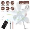 Tent Ceiling Fan with Light 7200mah Rechargeable Battery Operated Hanging Canopy Fan with Remote Control 4 Wind Speeds 3 Brightness
