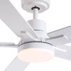 52 in. Integrated LED Farmhouse Indoor/Outdoor White Smart Ceiling Fan with Remote Control