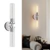 Wall Sconces Set of Two, Hardwired Brushed Nickel Bathroom Sconces Wall Lighting with Clear Glass