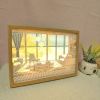 1pc Dimming 3-color Beach Sun Painting Lamp,Sketch Light. Healing Light, Bedside Bedroom Sleeping Lamp, Romantic Birthday Gift,Bedside Table Lamp